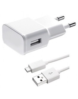 Мрежово зарядно устройство, No brand, 5V/1A, 220V,1 x USB, С Micro USB кабел, Бял - 14860