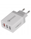 Makki бързо зарядно Fast Charger - QC3.0+2xUSB 30W White - MAKKI-QC30W3