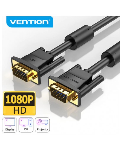 Vention Кабел за монитор Cable VGA HD15 M / M 1.5m Gold Plated, 2 Ferrites - DAEBG