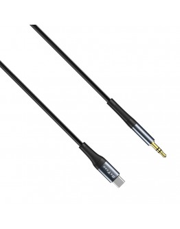Аудио кабел DeTech DE-42CA, 3.5mm към Type-C, 1.0м, Черен - 40258