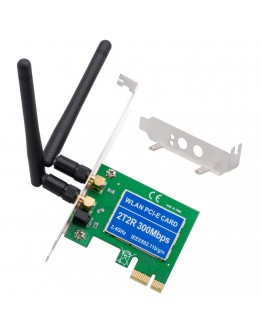 Безжичен мрежов адаптер No brand 2T2R, PCI-E x1, 300Mbps, 2.4GHz, 2 x 5dBi, Нископрофилен - 17760