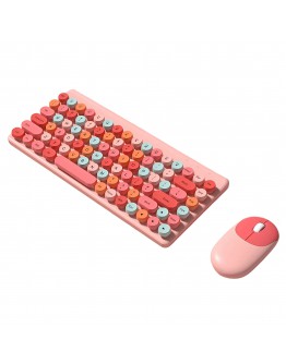 Комплект мишка и клавиатура No brand QW02, Безжични, Розов - 6159