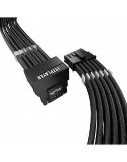 1stPlayer модулен кабел Custom Sleeved Modding Cable Black - PCIe 5.0 12VHPWR M/M - FM2-B-BK