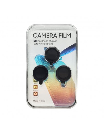 Стъклен протектор за камера DeTech, за iPhone 15 Pro Max, Черен - 52730