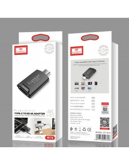 Преходник Earldom ET-W19 HDMI (F) към Type-C, HD 4K, Сив - 40376