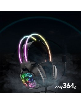 Слушалки Onikuma X22, За компютър, Микрофон, Подсветка, 3.5mm, USB, Черен - 20773