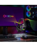 Слушалки Onikuma K20, За компютър, Микрофон, Подсветка, 3.5mm, USB, Черен - 20777