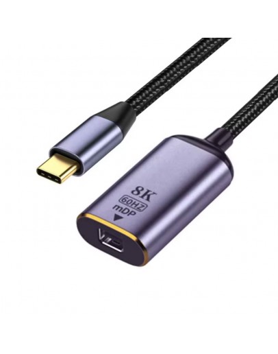 Преходник DeTech, USB-C – Mini DP, 8K, 60Hz, Сив - 17839