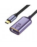 Преходник DeTech, USB-C – DP, 8K, 60Hz, Сив - 17840