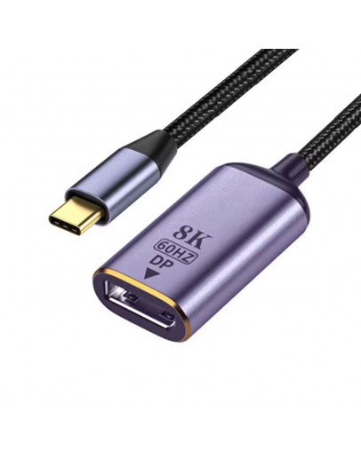 Преходник DeTech, USB-C – DP, 8K, 60Hz, Сив - 17840