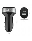 Зарядно устройство за кола Earldom ES-CC14, 1xUSB, 1xType-C, С PD Type-C кабел, Черен - 40244