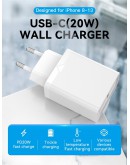 Vention бързо зарядно Fast Charger Wall - QC4.0, PD3.0 Type-C, 20W White - FADW0