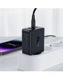 Acefast Универсално зарядно за стена Charger Wall GaN PD65W - A41 - USB-C x 2, USB-A x 1, Black