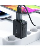 Acefast Универсално зарядно за стена Charger Wall GaN PD65W - A41 - USB-C x 2, USB-A x 1, Black