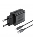 Acefast Универсално зарядно за стена Charger Wall GaN Quick Charge 18W - A90 with 1.2m cable - USB-A x 1, Black