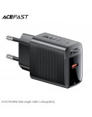 Acefast Универсално зарядно за стена Charger Wall GaN PD30W - A102 - USB-C x 1, Black