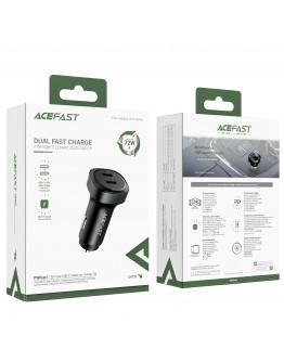 Acefast зарядно за кола Fast Charger Car PD3.0 72W - B2 - USB-C x 2, Black