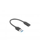 Lanberg USB-C (F) -> USB-A(M) cable 0.15 m, black