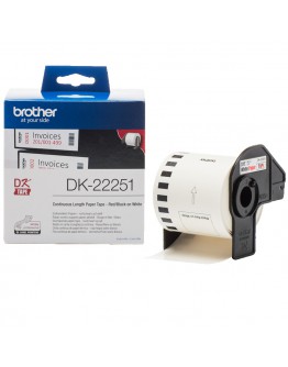 Brother DK-22251 Roll, Black and Red on White Cont