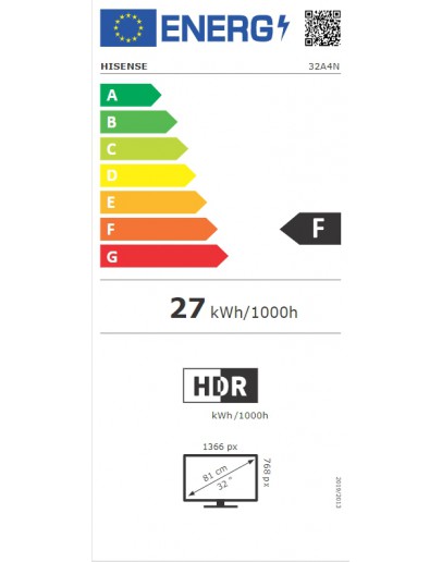 Hisense 32 A4N, HD 1366x768,3000:1, DLED, HLG, DTS