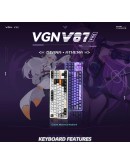 VGN професионална безжична геймърска механична клавиатура Wireless Professional Gaming Mechanical Keyboard - V87 PRO Side Engraving - Aniya Switches