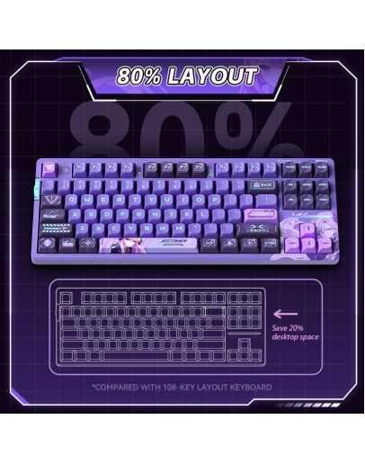 VGN безжична геймърска механична клавиатура Wireless Gaming Mechanical Keyboard - V87 Caribbean Blue - Power Silver Switches [Linear]