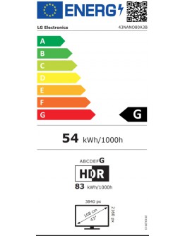 LG 43NANO80A3B, 43 4K HDR Smart Nano Cell TV, 3840