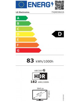 LG 75QNED86A3A, 75 4K QNED HDR Smart TV, 3840x2160