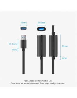 Vention Кабел удължение USB 3.0 AM / AF Active Extension Cable 5M Black - CBMBJ