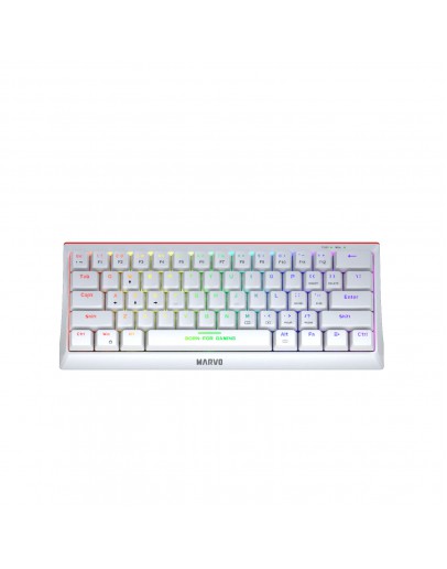Marvo геймърска клавиатура Gaming Mechanical keyboard 61 keys TKL Hecate 61R WH - KG962G White - RED switches, RGB
