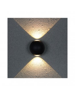 Фасадна лампа аплик DeTech , 2*3W, 4000K, IP44, Черен - 77034