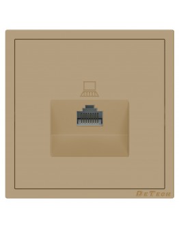 Единична розетка за компютър DeTech DE-9227-61, RJ45, Cat5E, За вграждане, IP20, Златист - 75126