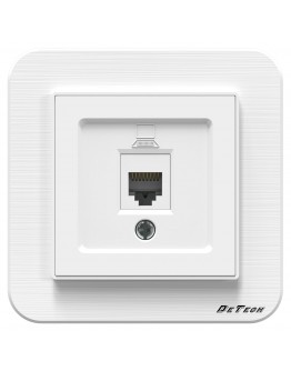 Единична розетка за компютър DeTech DE-9223-61, RJ45, Cat5E, За вграждане, IP20, Бял - 75035