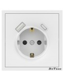 Единичен електрически контакт DeTech DE-9227-80, 1xUSB-А, 1xUSB-C, Шуко, За вграждане, 16А, 250V, IP20, Бял - 75115