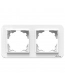 Двойна рамка DeTech DE-9223-82, Хоризонтална, За вграждане, 151x80, Бял - 75039