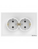 Двоен електрически контакт DeTech DE-9227-52, С рамка, Шуко, За вграждане, 16А, 250V, IP20, Бял - 75111
